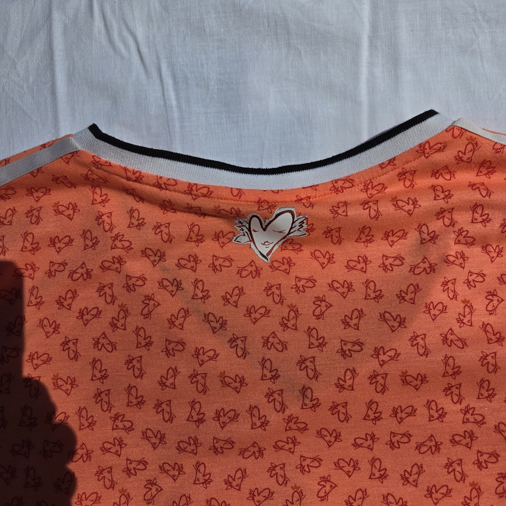 Topshop & Adidas Collaboration Women's XL (US) T-shirt V-Neck Orange Black VTG - Picture 12 of 13